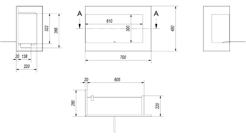 Kratki Delta Ecke 700 Einbaukamin