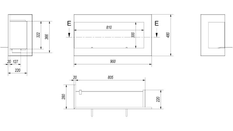 Kratki Delta Ecke 900 Einbaukamin