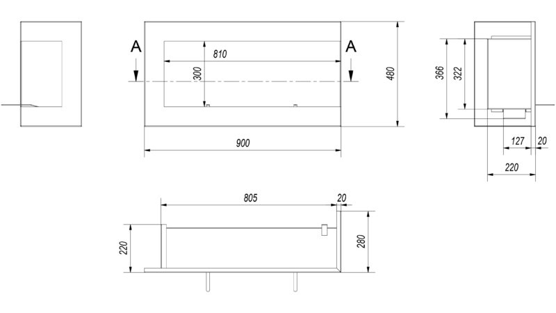 Kratki Delta Ecke 900 Einbaukamin